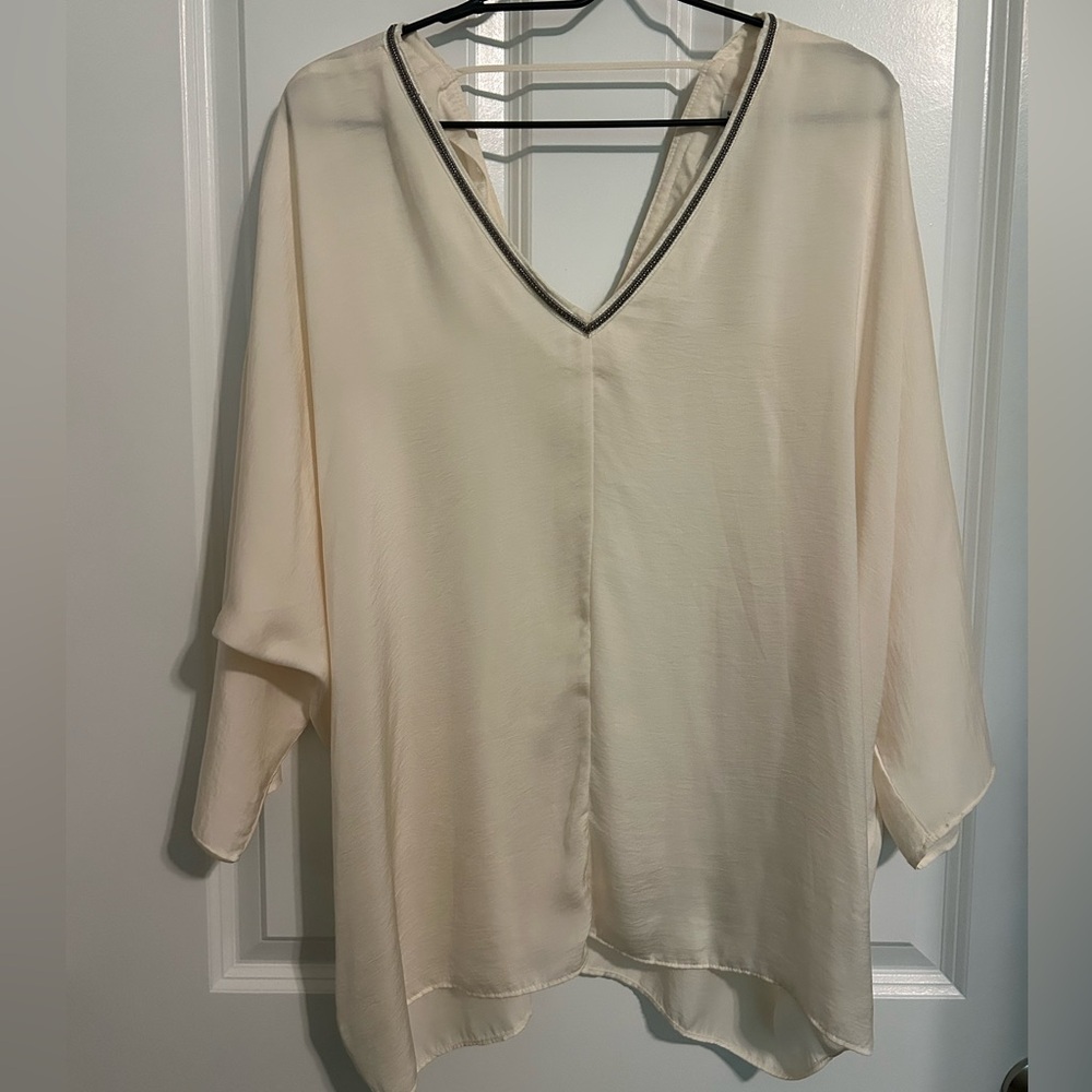 Flowy Cream Top with Cute Accents